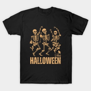 Vintage Halloween Dancing skeleton Funny T-Shirt